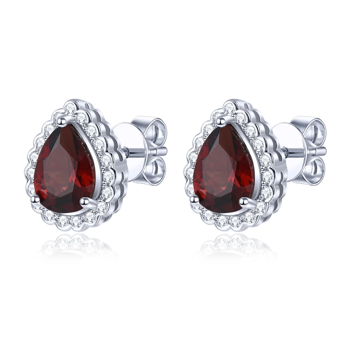 Orecchini a perno in argento con granato rosso naturale da 1,8 carati, pietra portafortuna autentica, classici e romantici, gioielli raffinati S925, regali per donna
