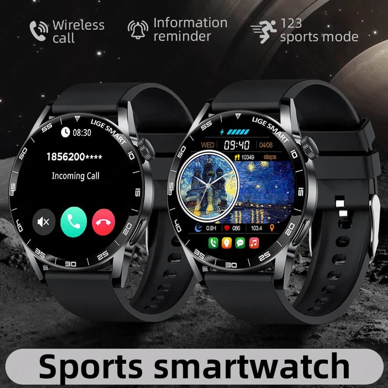 LIGE Smart Watch Salute Sport Fitness Tracking Monitoraggio del sonno Chiamata wireless AI Voce Smartwatch impermeabile per uomo Donna