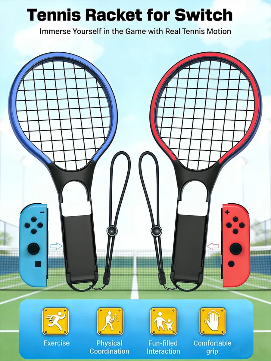 2 Packages for Nintendo Switch, Joycon Controller Accessories for Sports Games like Mario Tennis Aces