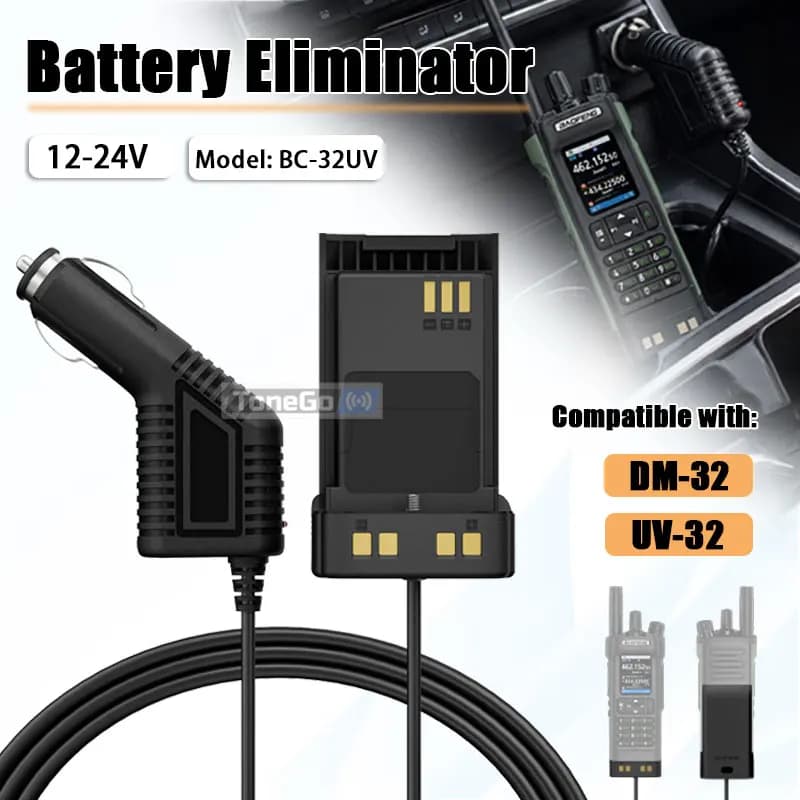 UV-32 Battery Eliminator Baofeng DM-32 Walkie Talkie Cigarette Lighter Car Charger 12-24V For UV32 DM32 Two Way Radio 1/2/5PCS