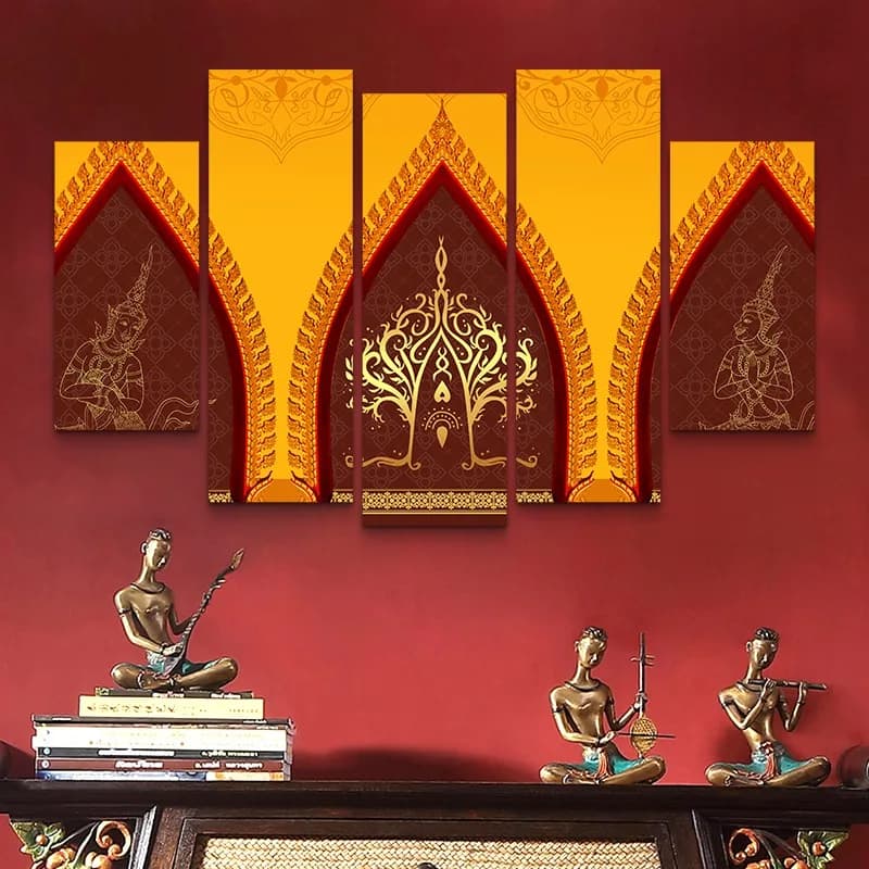 Frameless 5 Pieces Southeast Style Asian Style Thai Spa Shop Image Wall Art Decorations For Home Poster Canvas Painting Living Room