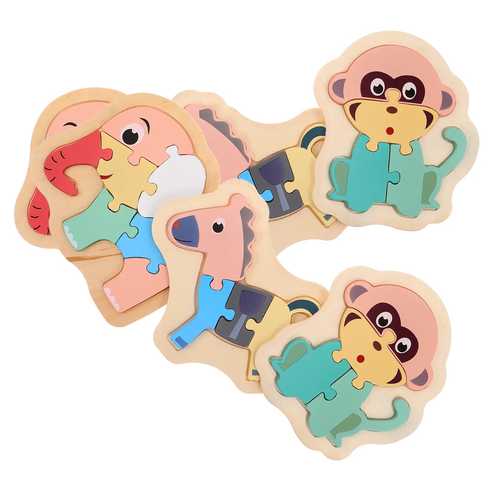 Set di 6 Puzzle in Legno a Forma di Animali, Gioco Educativo di Classificazione per Bambini in Età Prescolare, Montessori per Motricità Fine