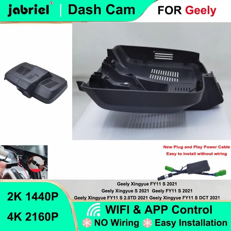Dashcam Jabriel per Geely Xingyue FY11 S 2.0TD DCT 2021, Telecamera Anteriore e Posteriore DVR 2K 4K Wifi Plug and Play, Registratore Video