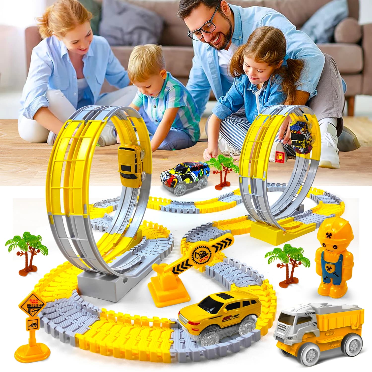 Giocattolo per vagone ferroviario di ingegneria Pista ferroviaria magica Pista elettrica per bambini Treno educativo per bambini per regalo di compleanno per ragazzo