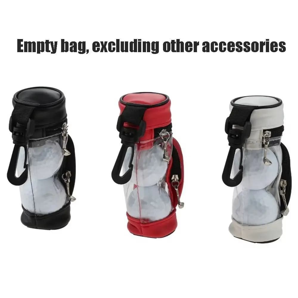 Portable Golf Ball Waist Pack Can Hold 3 Balls Mini Golf Ball Storage Bag with Swivel Waist Belt Clip PU Material