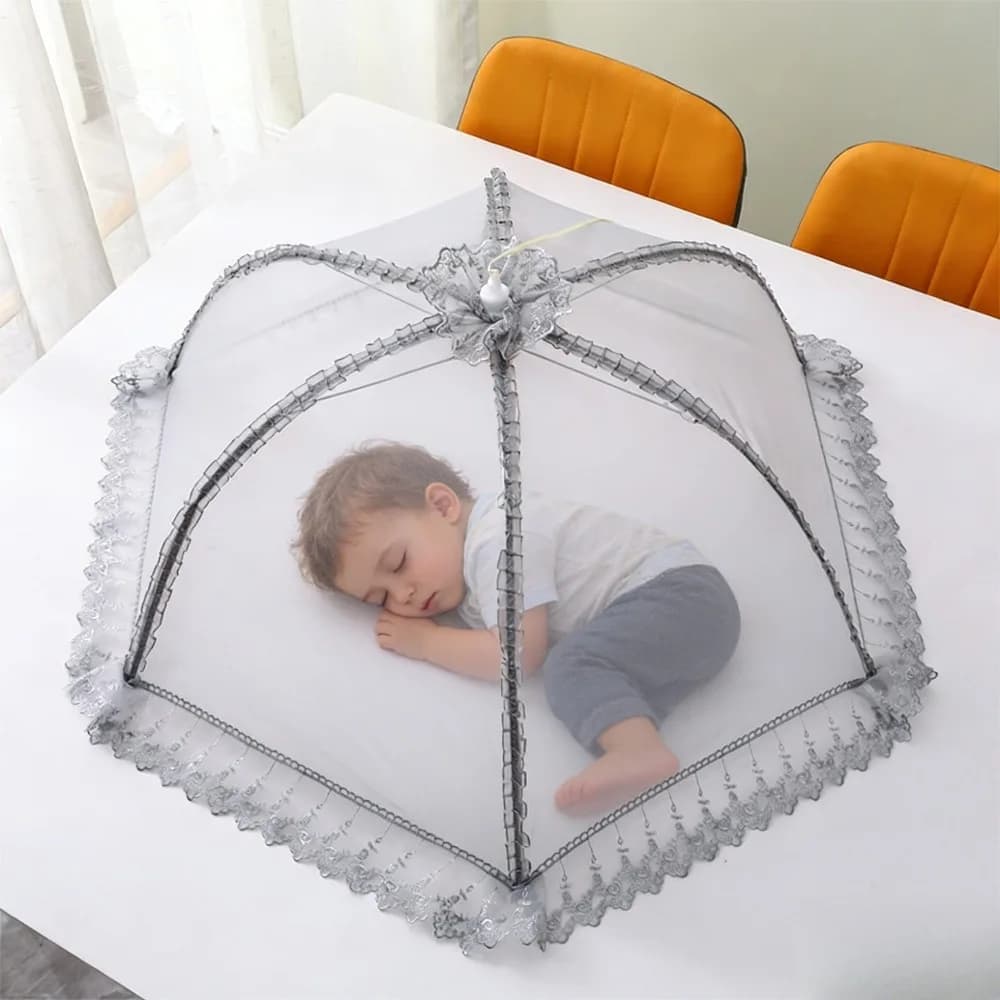 Zanzariera Pieghevole per Neonati, Tenda Portatile Traspirante con Baldacchino in Pizzo per Bambini, Protezione Anti-zanzare per Culla e Passeggino