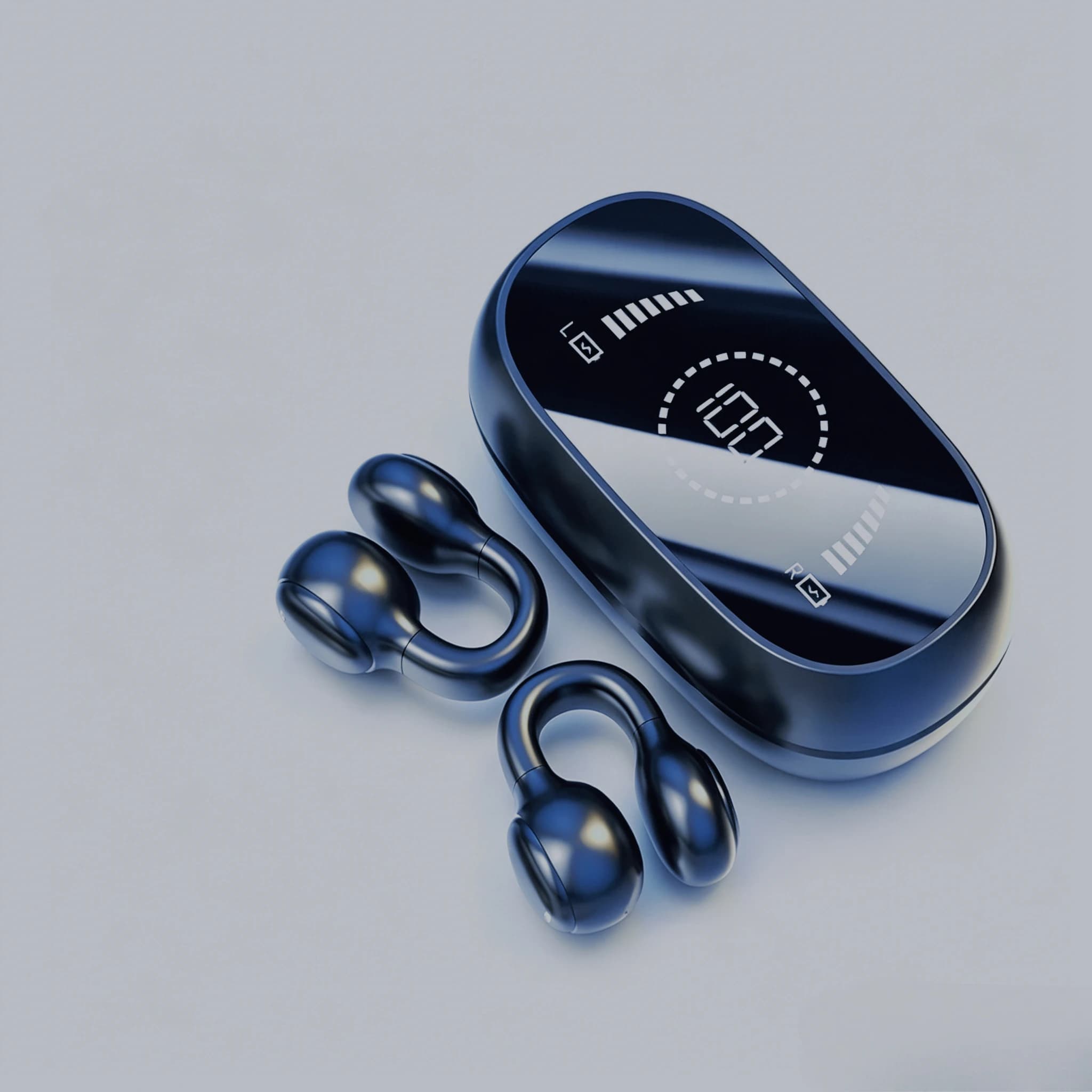 Cuffie Sportive a Conduzione Ossea Bluetooth, Auricolari Stereo Wireless TWS con Microfono ANC per Corsa, Ciclismo e Gaming