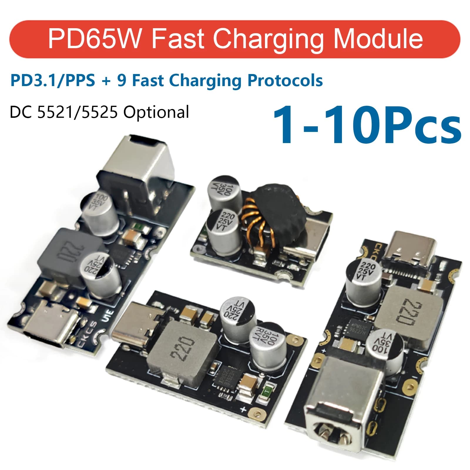 PD65W Fast Charging Step Down Module Type-C 8-30V PD3.1 PPS QC3.0 SCP QC2.0 for Laptop Tablet Phone Car Solar DIY 5V 9V 12V 20V