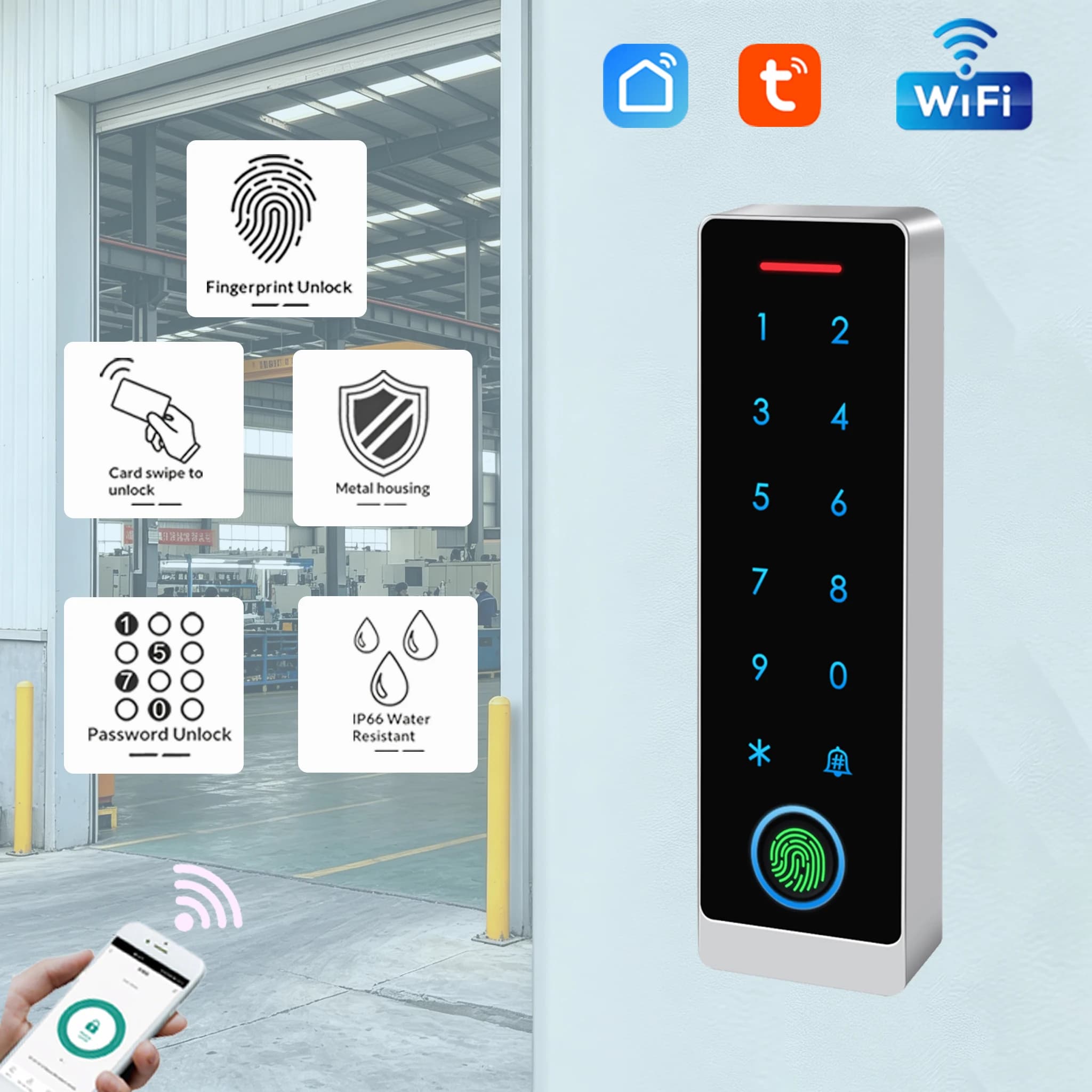 Tuya WiFi Smart Door Lock Fingerprint Password Access Control Electronic Lock App Remote Control Unlock Record Home Security