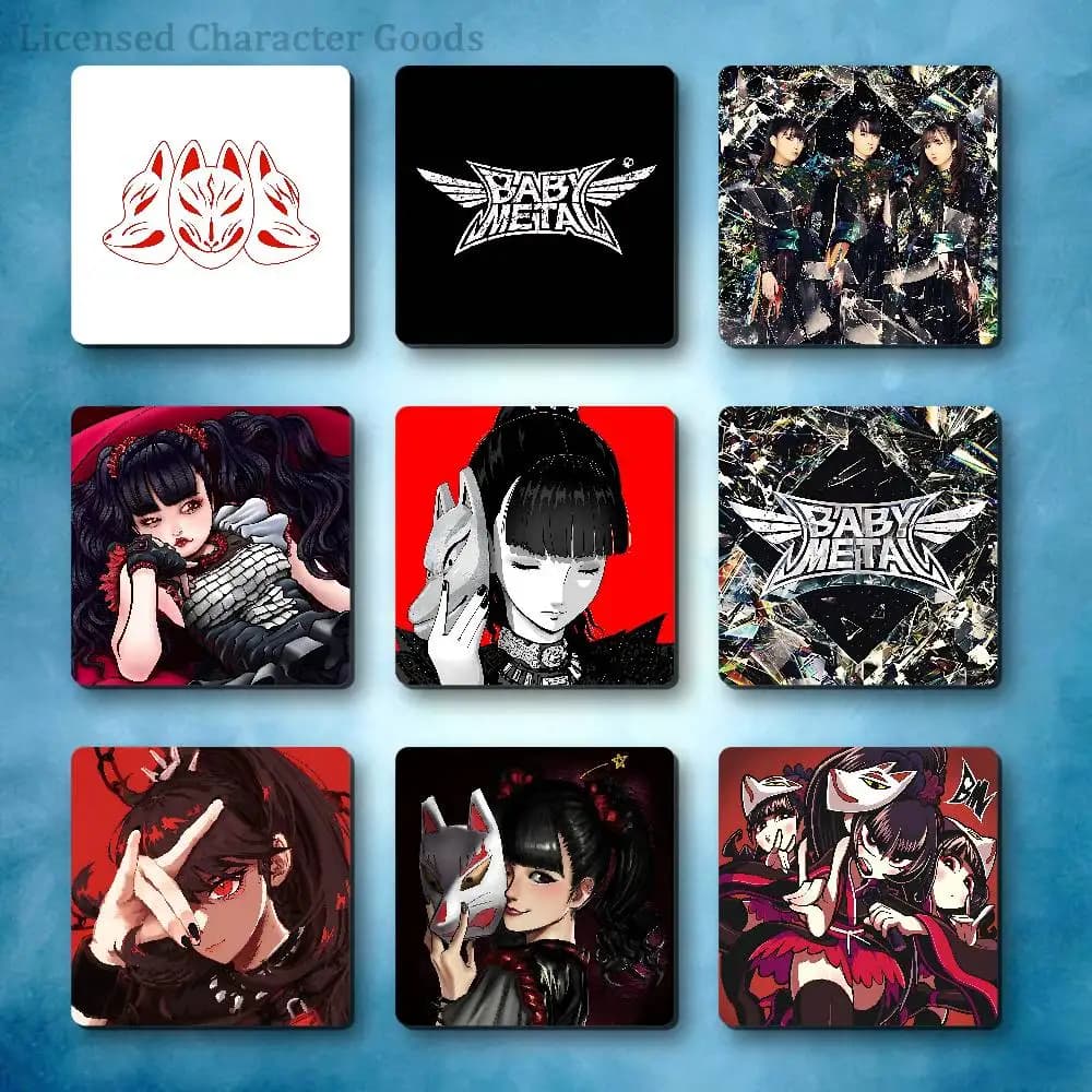 B-Babymetal Metal Forth Refrigerator Magnets Square Tiles with Magnetic Sheets Printed for Decoration Collect 55mm
