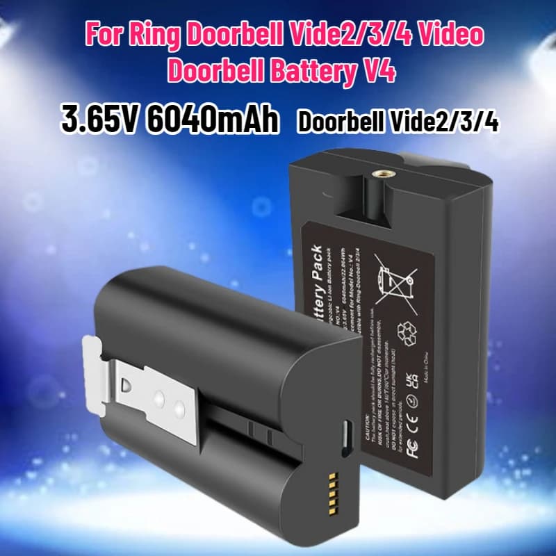 Batteria al Litio Ricaricabile 3.65V 6040mAh 8AB1S7-0EN0 per Videocitofono Ring Doorbell 2/3/4 V4