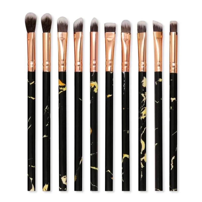 10 pz/lotto pennelli per trucco professionale pennello per fondotinta marmorizzato nero set di pennelli per trucco occhi kit di pennelli cosmetici per sfumare