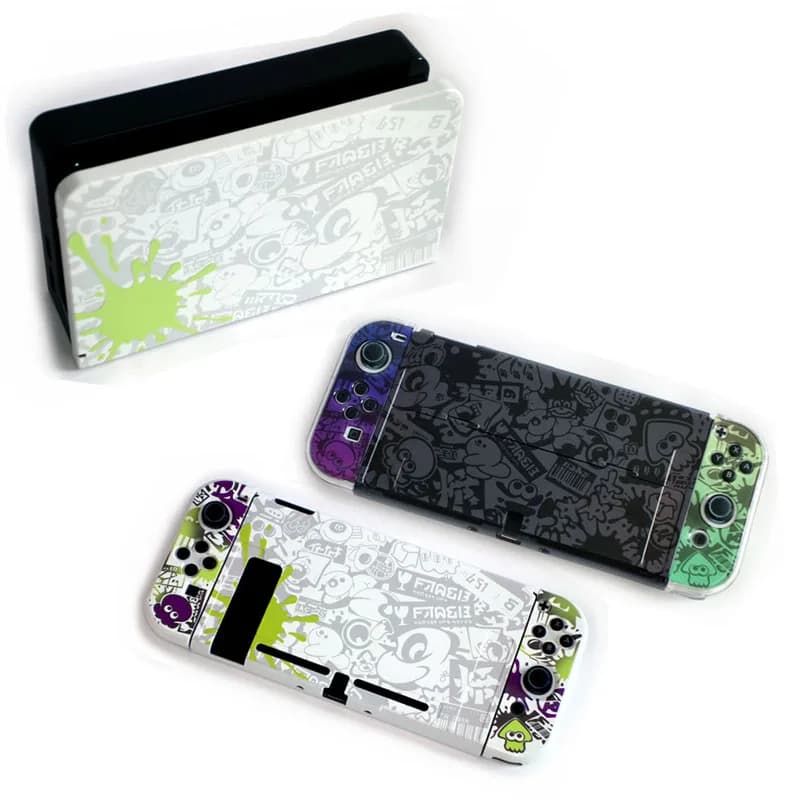 Custodia rigida TV Dock Stand Custodia protettiva in cristallo per Nintendo Switch Console Oled NS Joy-Con Cover protettiva per Splatoon 3 Skin