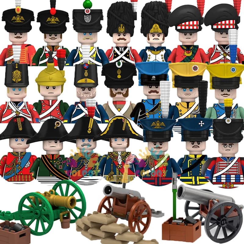 Giocattoli per bambini Guerre napoleoniche Blocchi di costruzione 4 lati stampati Soldati generali Mini Action Figures Giocattoli per bambini Regali di compleanno