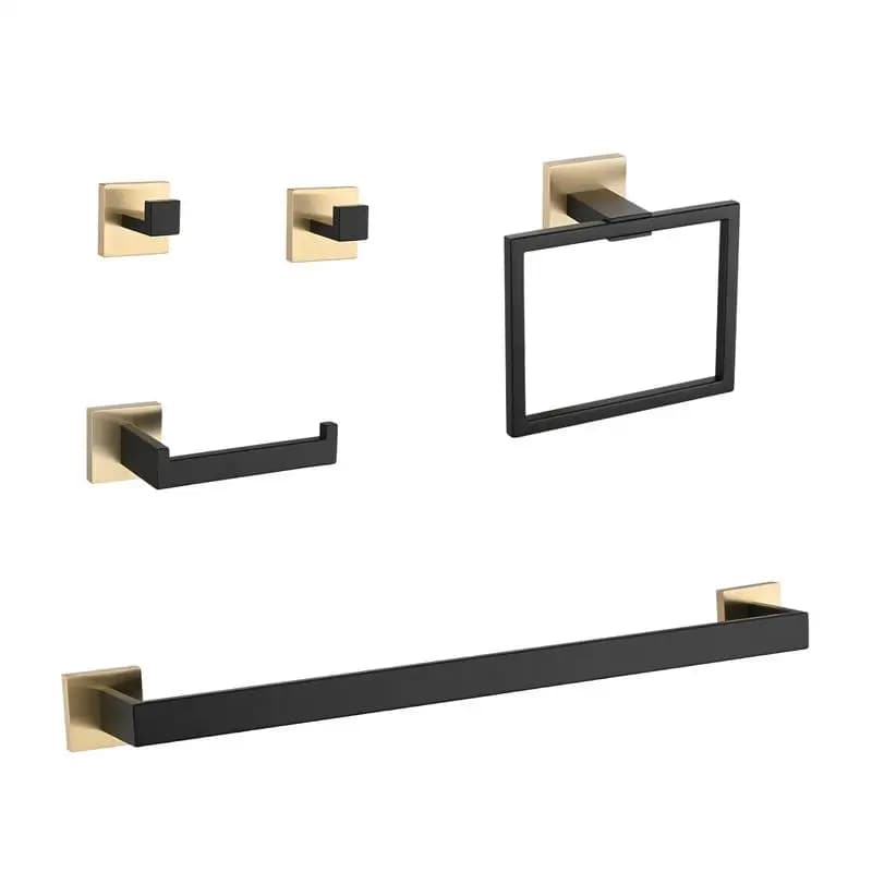 Set di accessori per il bagno da 5 pezzi, portasciugamani, porta carta igienica, gancio per accappatoio, portasapone, accessori durevoli ed eleganti per il bagno
