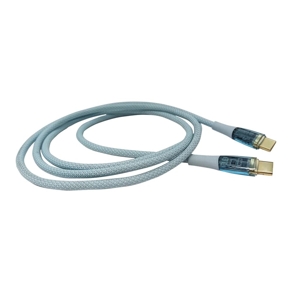 10PCS PD100W Quick charging cable type C USB 3.1 5A Flash Charing 60W Transparent connector Nylon woven data charging cables