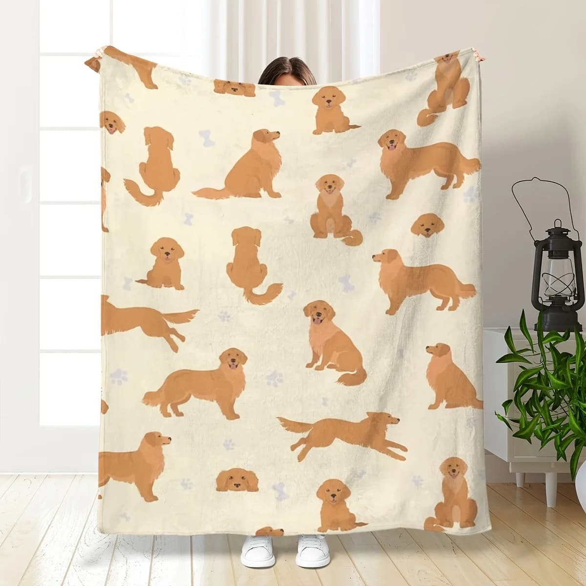 Coperta in flanella Golden Retriever - Morbida e leggera, per tutte le stagioni, da divano, da campeggio