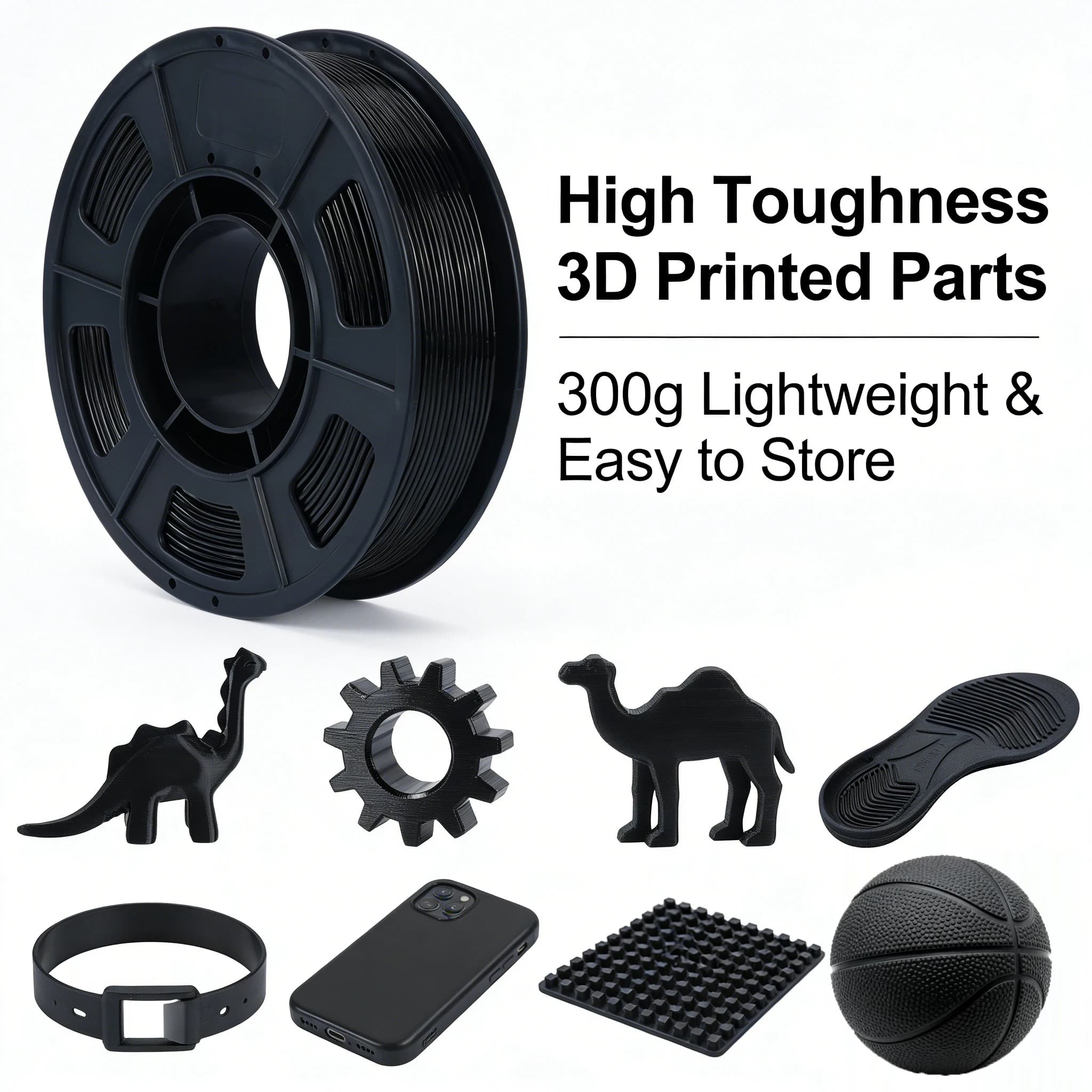High Strength PLA Filament 1.75mm 300g, Tolerance Diameter ±0.03mm, No Bubbles and Anti-Group, Compatible with Most FDM 3D Printers