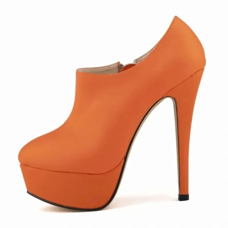 Women Boots Sexy Stilettos Fashion Autumn Winter 14cm Round Toes High Heels Ladies Casual Platform Pumps Leather Party Shoes