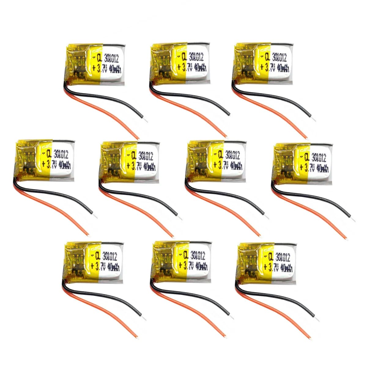 Batteria ricaricabile ai polimeri di litio da 10 pezzi 3.7V 40mAh 301012 per auricolari Bluetooth TWS, selfie stick, occhiali 3D, dispositivi sportivi intelligenti