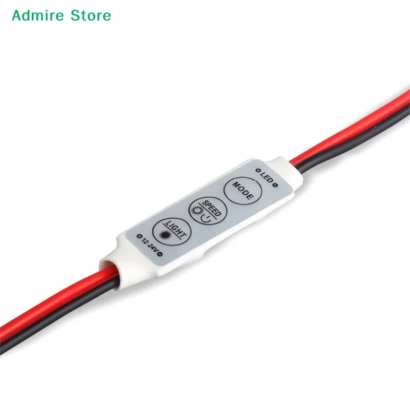 Mini Controller Monocromatico a Tre Tasti per Strisce LED, Modulo con Pulsante Manuale a 3 Tasti per Dimmerazione, Micro Flash e Effetto Respirazione, Rosso e Nero