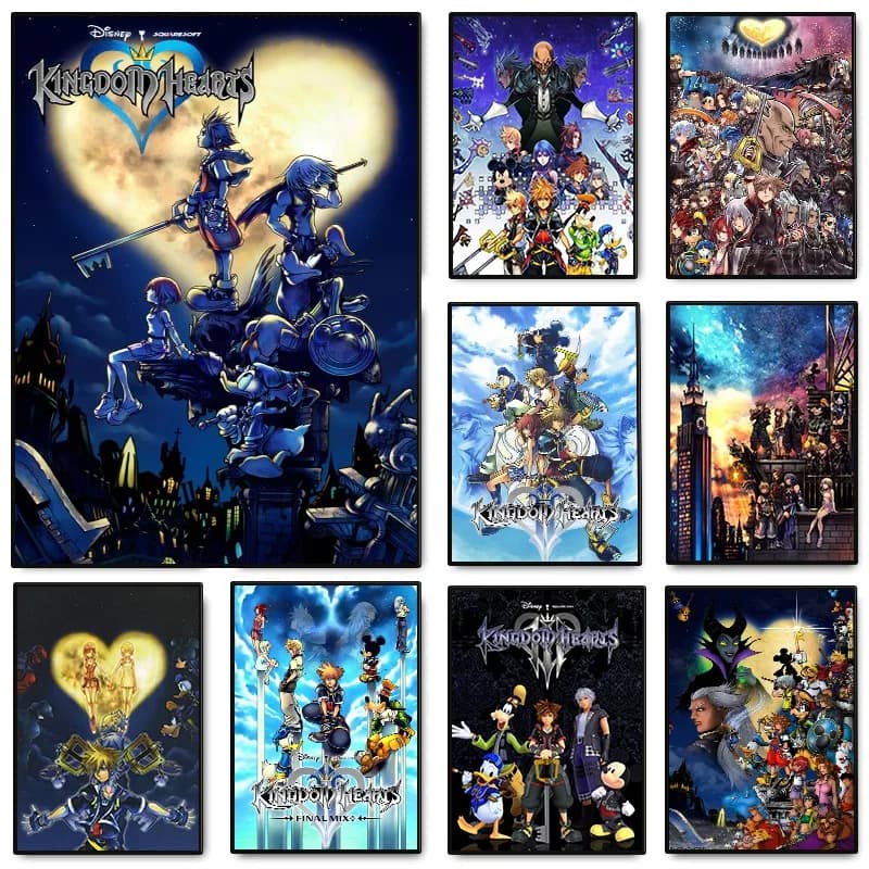 Moderno classico pop videogioco Kingdom Hearts poster serie Adventure Anime tela pittura arte della parete per soggiorno decorazioni per la casa