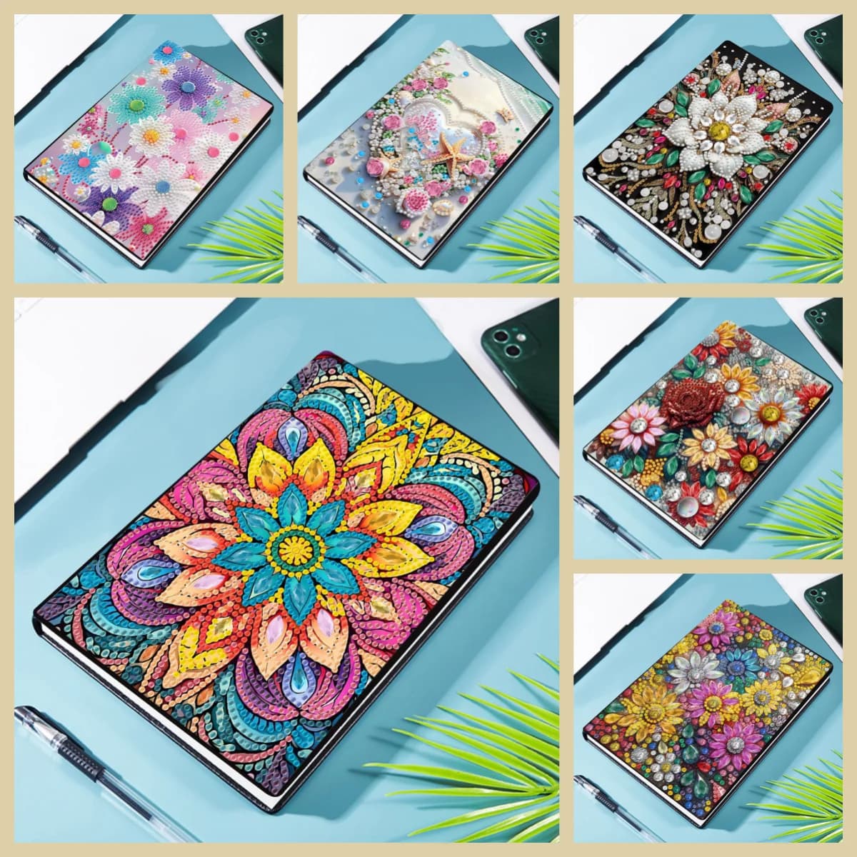1 set di pittura floreale con diamanti fai-da-te, rivista per quaderni con strass in cristallo e pelle PU, un regalo unico per gli amici