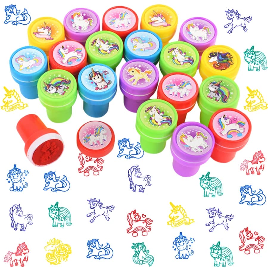 Timbri unicorno Bomboniere Timbri con sigillo di animali per bambini Premi per la scuola in classe Regali per borse regalo Regali per feste di compleanno