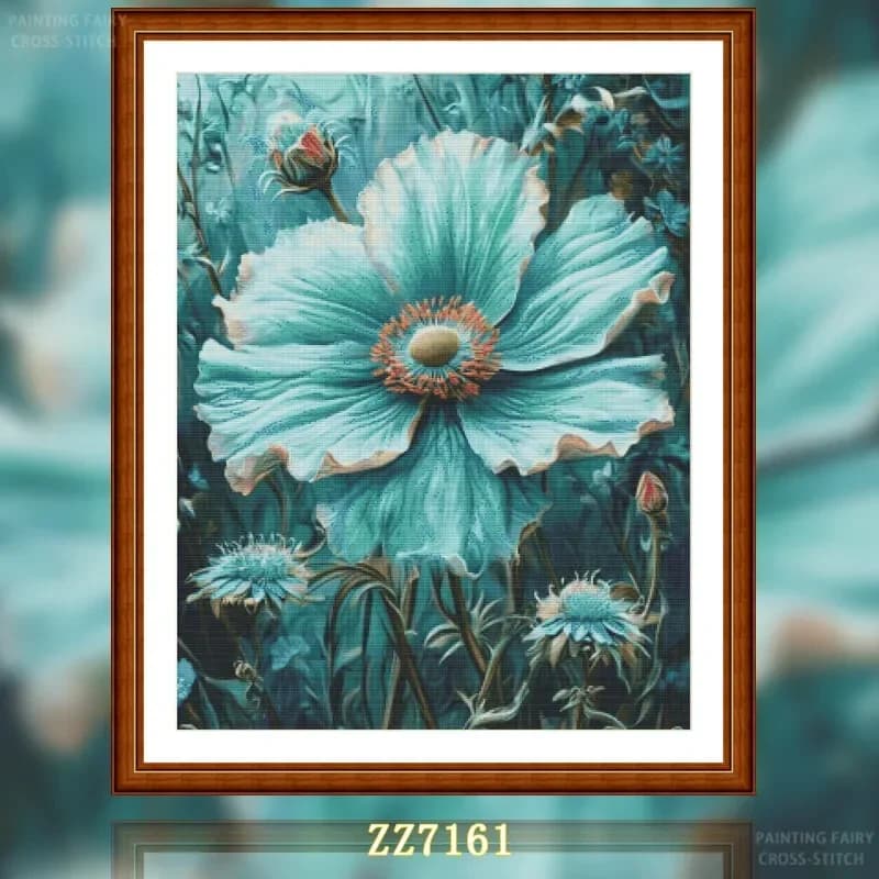 [ZZ7161-Retro Flower] Stamped Cross Stitch Kit 11CT 14CT 16CT Pre Printed Canvas Cotton Threads Embroidery Needlework Wall Decor