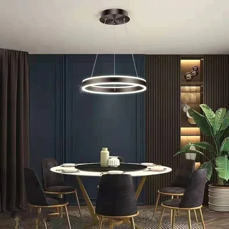 Modern Ring Ceiling Chandelier Dimmable for Living Room Center Table Dining Bedroom Pendant Lamp Decor Hanging Lighting Fixture
