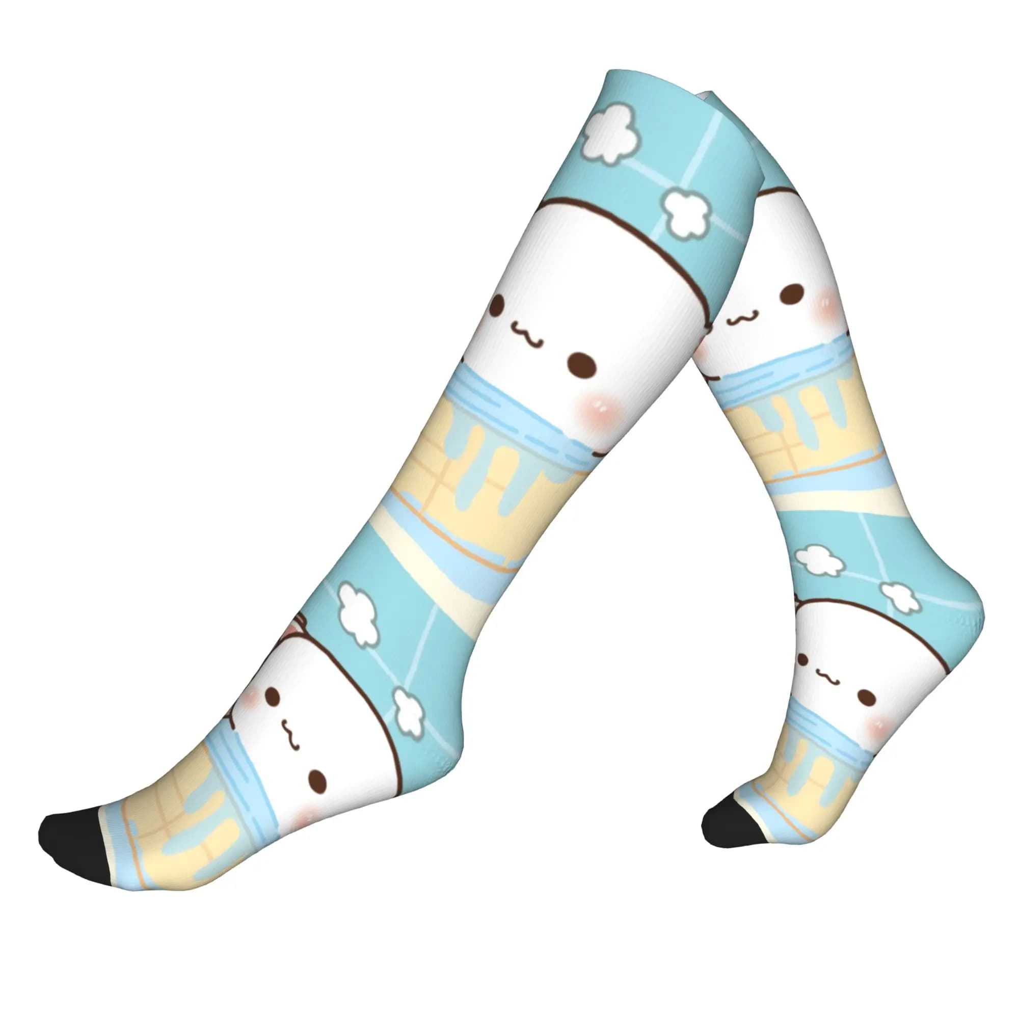 Calzini a compressione sportivi Peach and Goma Mochi per uomo e donna, calzini unisex divertenti e carini con gatti, per primavera, estate, autunno e inverno.