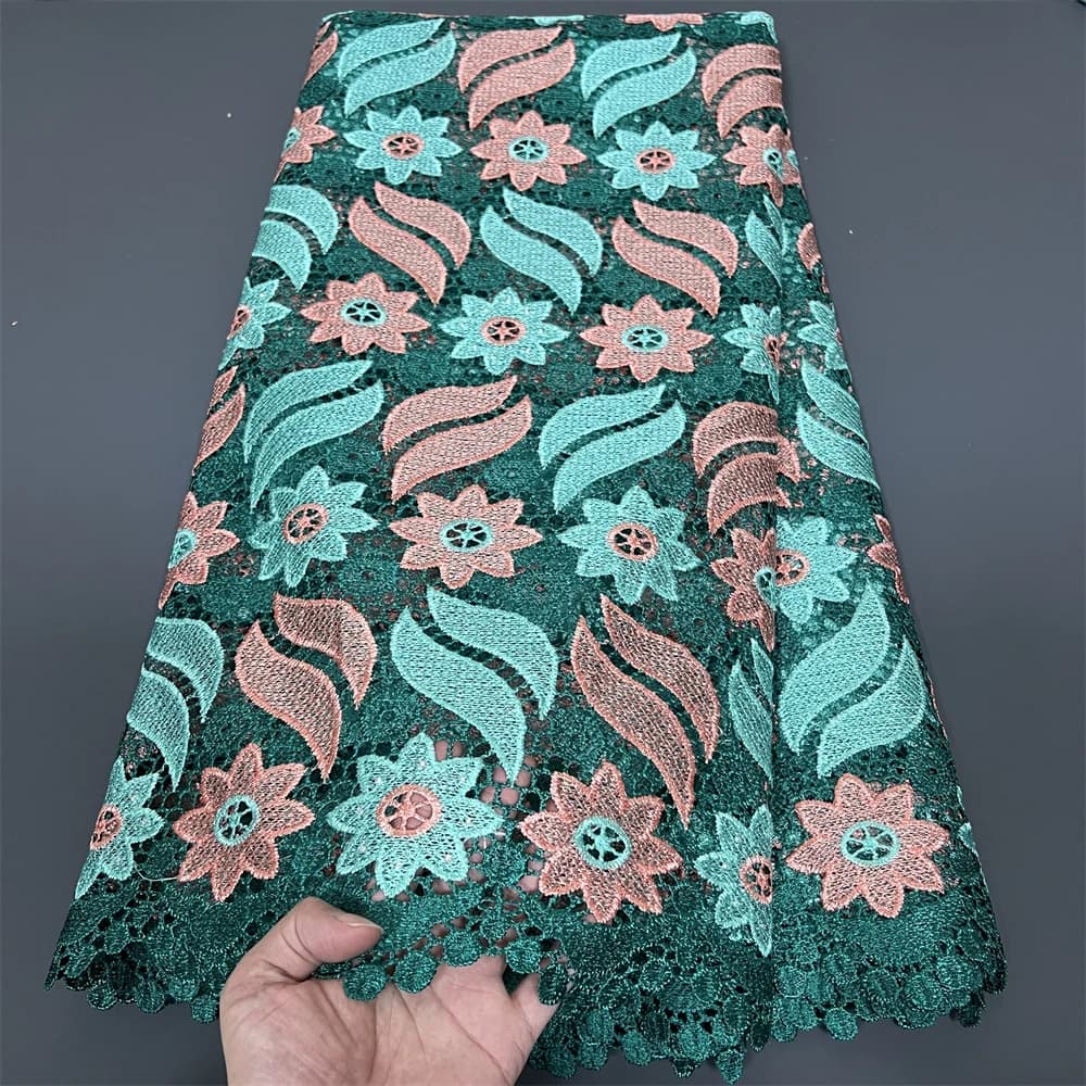 2026 Latest High Quality African Nigerian With Tulle Sewing Lace Fabric Guipure Embroidery Dresses Sequins 5Yards PS0060