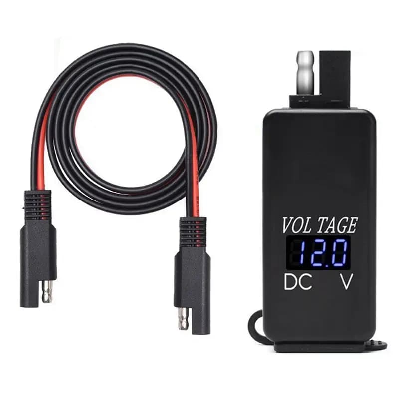 Adattatore solido da SAE a USB con voltmetro, connettore a sgancio rapido per moto con doppia porta USB impermeabile per smartphone