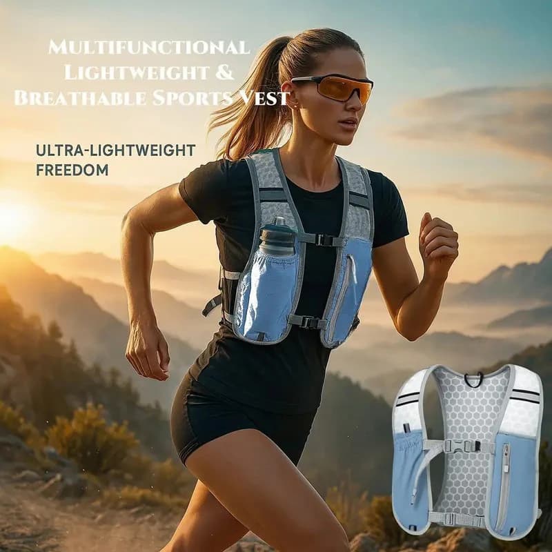 New Lightweight Running Vest with Wallet and Reflective Pockets, Moisturizing Waist with Phone 1PC Support