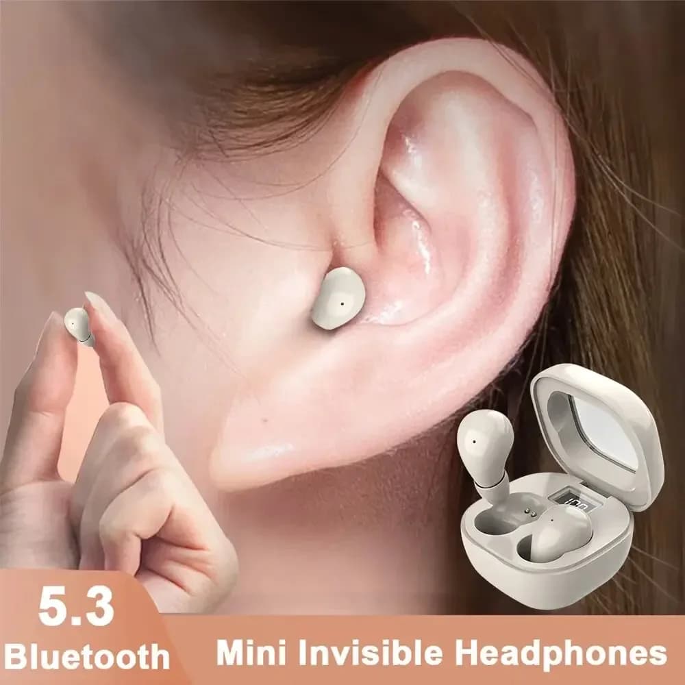 SK19 Auricolari Bluetooth 5.3 Mini cuffie invisibili Auricolari wireless TWS HIFI Stereo Riduzione del rumore Heasets con microfoni