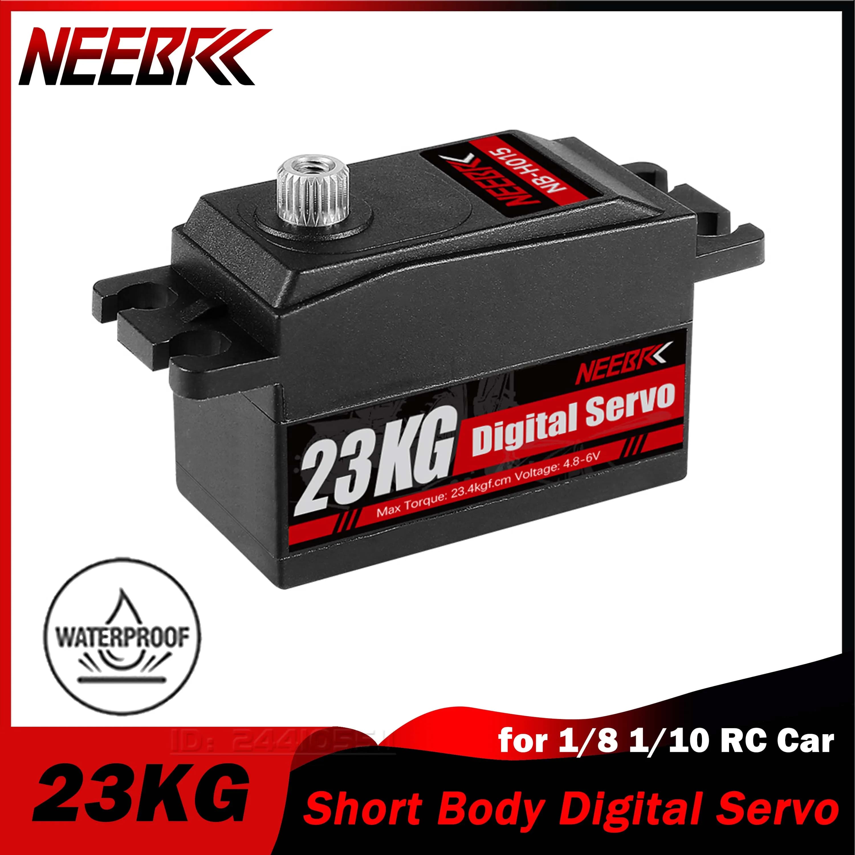 NEEBRC 23KG corpo corto ingranaggio in metallo Servo digitale Standard coppia grande basso profilo per 1/8 1/10 RC auto Robot Axial Scx10 Crawler