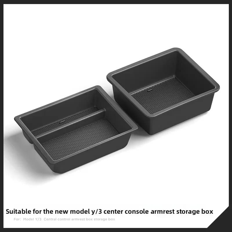 Center Console Organizer for Tesla Model Y Juniper 2025-2026, Sliding Armrest Storage Box Set, TPE/ABS Interior Accessories,
