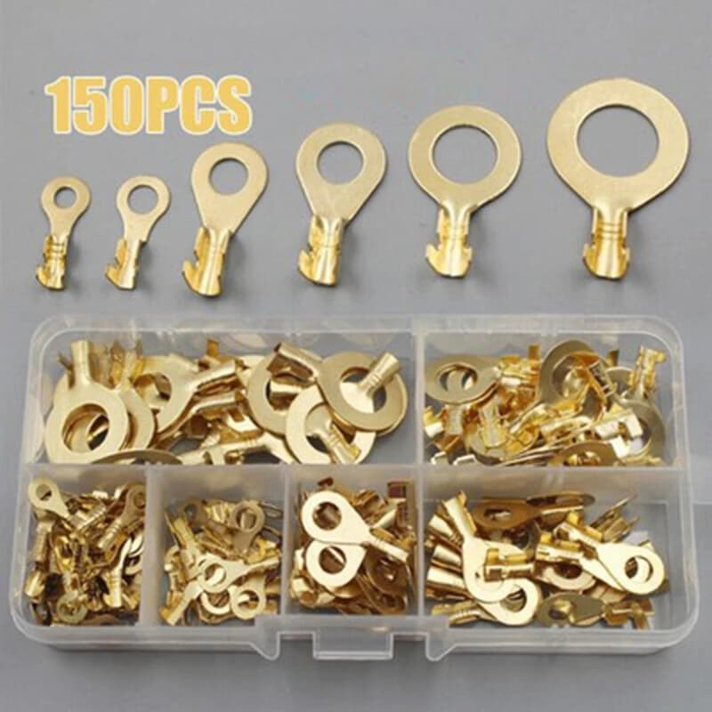 150 pcs/set Round Terminal DJ431 O-type Capicorda Terminals Cold Pressed Connector Copper Language Wiring Naso Combination Set New