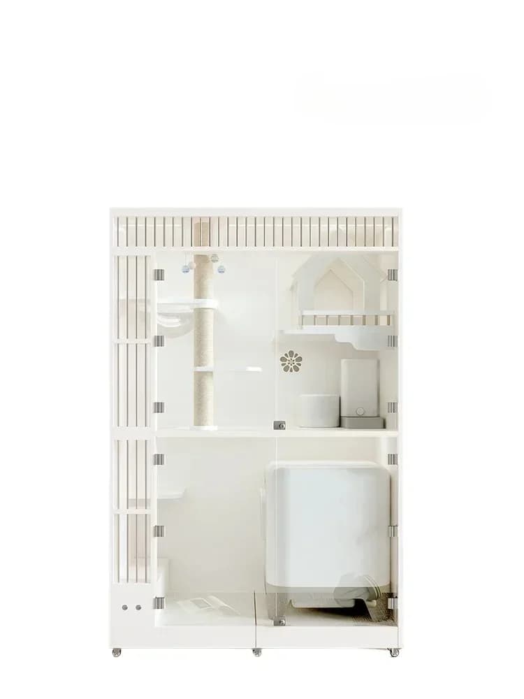 Cat Villa Home Luxury Solid Wood Cat Cage Intelligent Automatic Litter Box Super Large Space Cat Cabinet