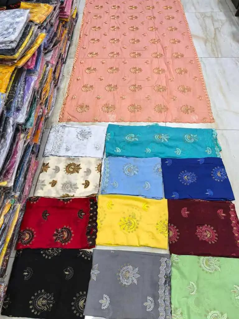 African Women's Hijab Scarf Large Size High Quality Cotton Embroidery Shawl Fashionable Accessory for Cultural Clothing