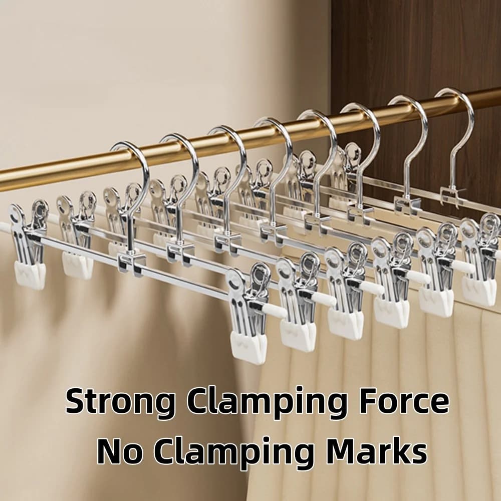 10 Pack Multi-Purpose Metal Skirt And Pants Hangers Set Clothes Clips For Jeans Shorts Storage Home Closet Accessories