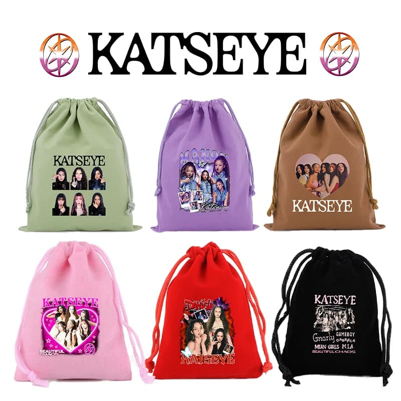 Moda K POP K-KATSEYE Borse multifunzionali con coulisse Borse regalo creative per decorazioni per feste carine Borsa per caramelle Custodia per gioielli alla moda