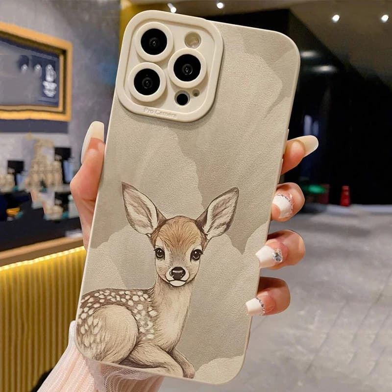 For Xiaomi 15T Case Deer Painted Beige Minimalist Phone Cases for Xiaomi Mi 11 Lite 5G 13T 13 12T 12 14 15 14T Pro Soft Cover