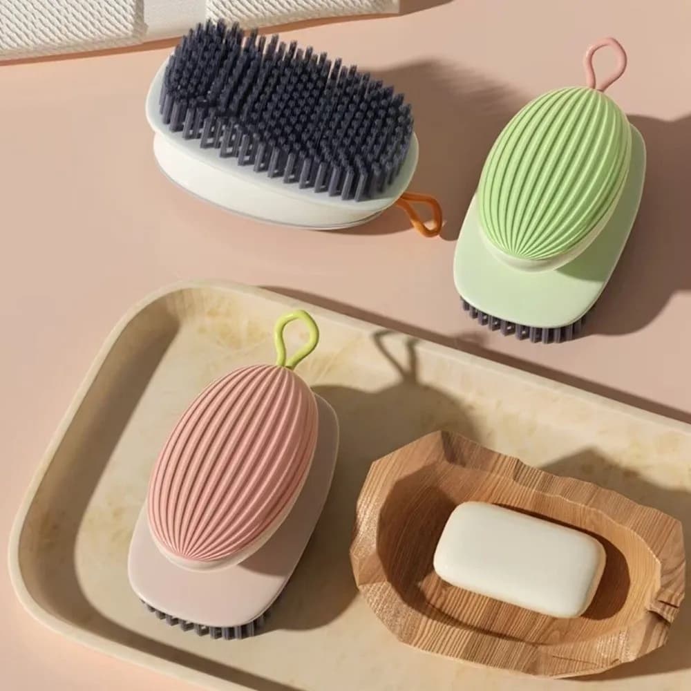 Spazzola Multifunzionale per Scarpe a Forma di Conchiglia con Setole Dure, Manico Ergonomico Appendibile, Spazzola per Pavimenti e Lavandini del Bagno