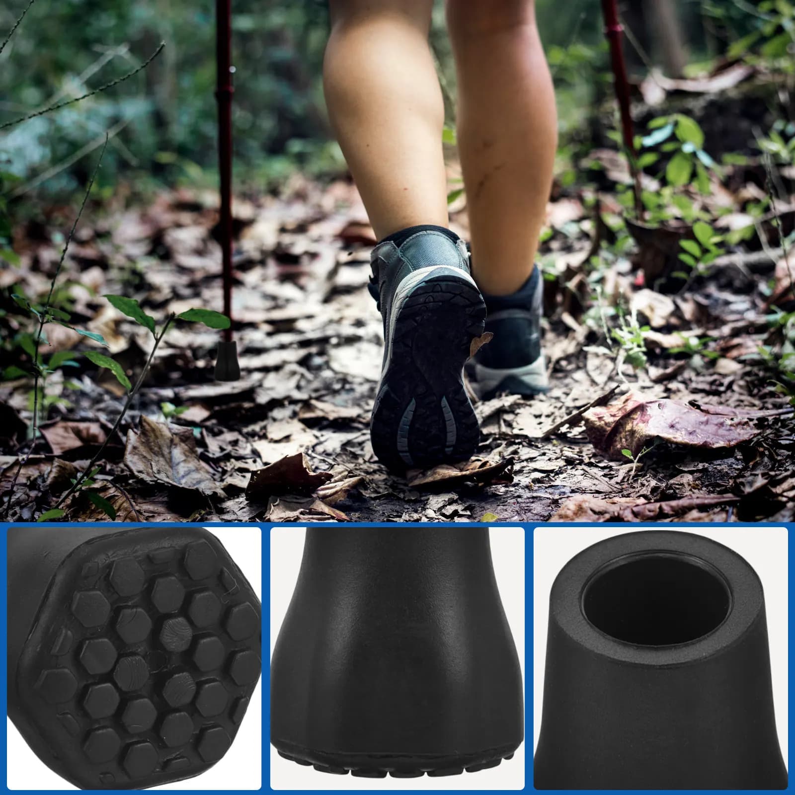 4 Pezzi Punte di Ricambio per Bastoni da Trekking, Coperture Protettive Antiscivolo per Bastoni da Escursionismo, Attrezzatura Outdoor