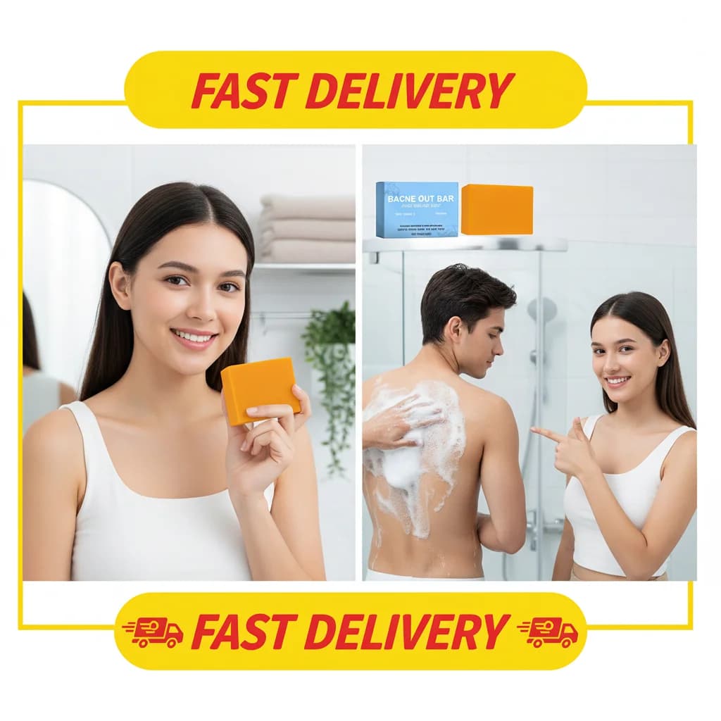 1/2 pz. Sapone curativo per l'acne Bacne Out Bar con curcuma, vitamina C e alfa arbutina, detergente esfoliante naturale per corpo e viso