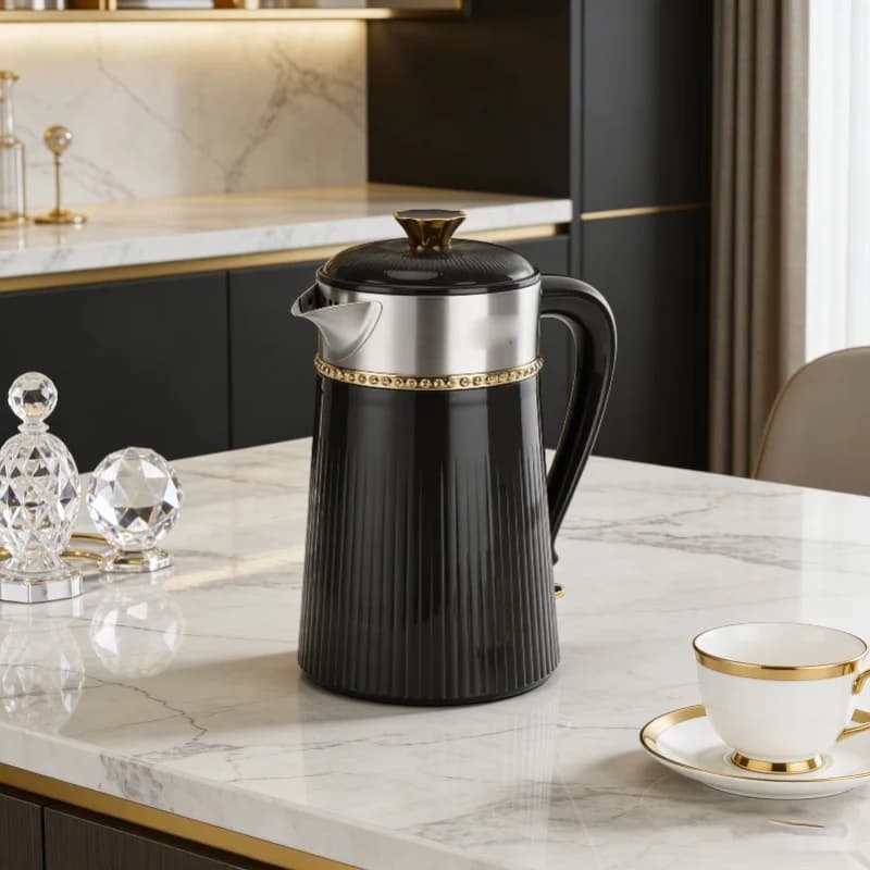 1800W Electric Kettle Matte Black Auto Shut Off 2L Large Capacity Stainless Steel For Home Office EU