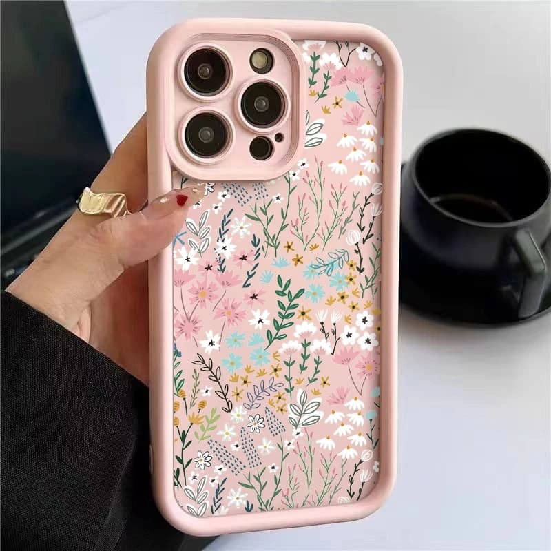 Pink Case with Baby Floral Pattern for iPhone, Cover Bumper for Xiaomi Redmi Note 14 13 12 11 Pro Plus 5G, Fundas for Redmi 14C 13C
