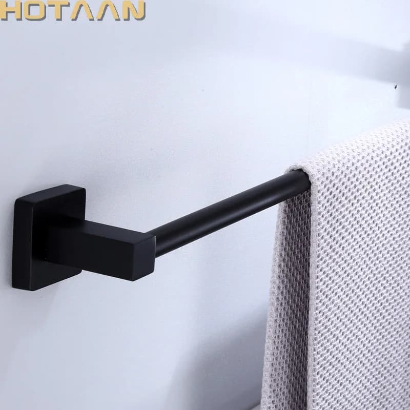. Accessorio da bagno in acciaio inossidabile con finitura nera opaca, portasciugamani singolo, portasciugamani 30/40/45/50/60 cm