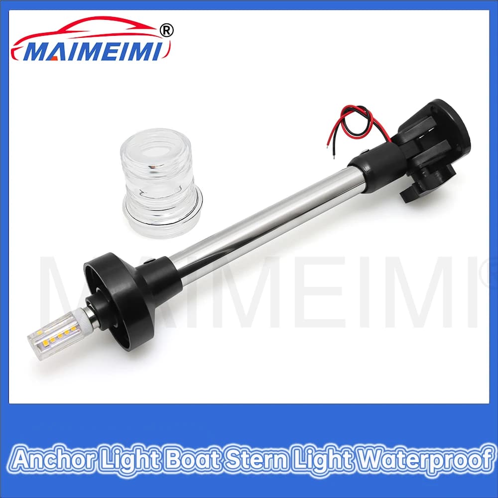 Luci di navigazione marine pieghevoli bianche impermeabili da 12 pollici per yacht Accessori per barche marine Luce di ancoraggio Luce di poppa per barche